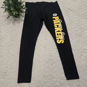 NFL Team Apparel Green Bay Packers Black Skinny Leggings, Size Medium